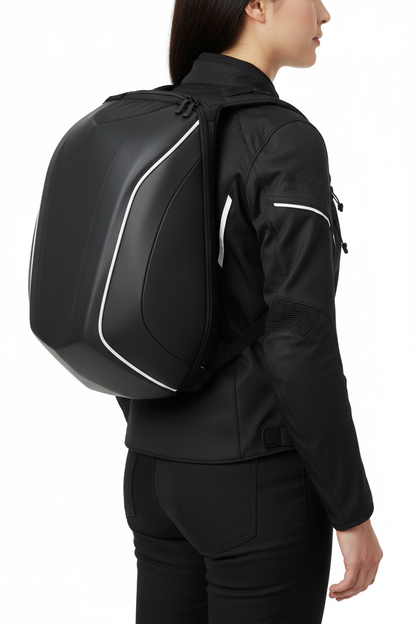 Backpack side view white background