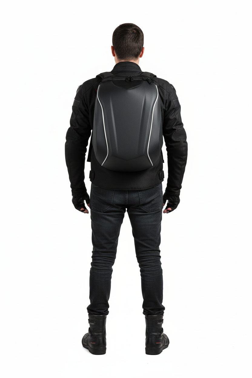 Backpack white background back view