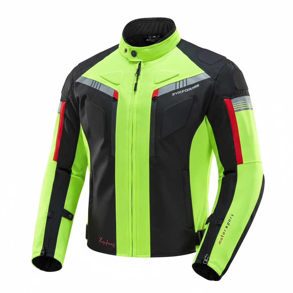 High definition neon yellow and black motorcycle jacket