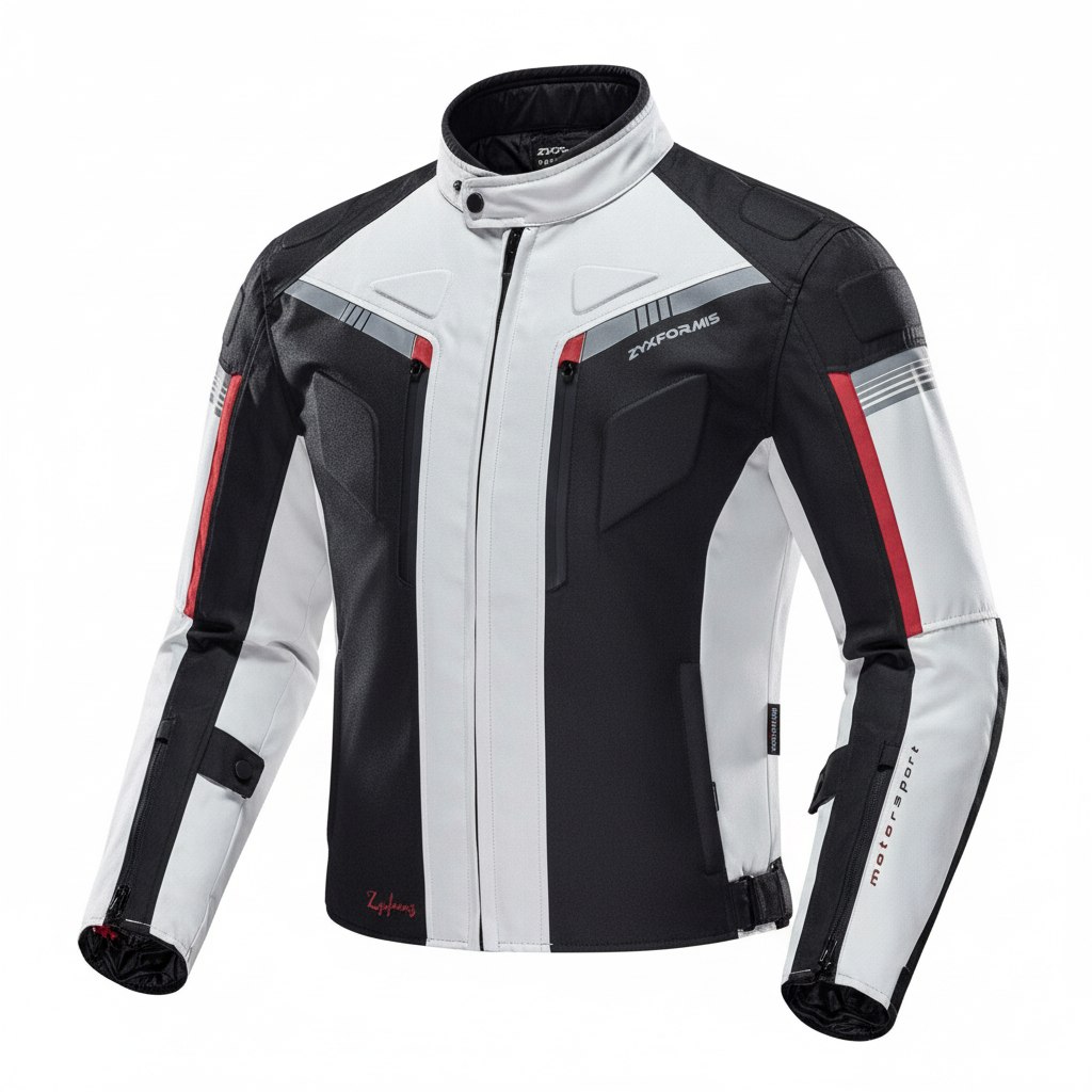 High definition white and black motorcycle jacket