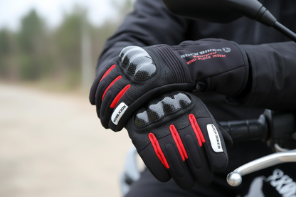 Photorealistic motorcycle gloves lifestyle shot