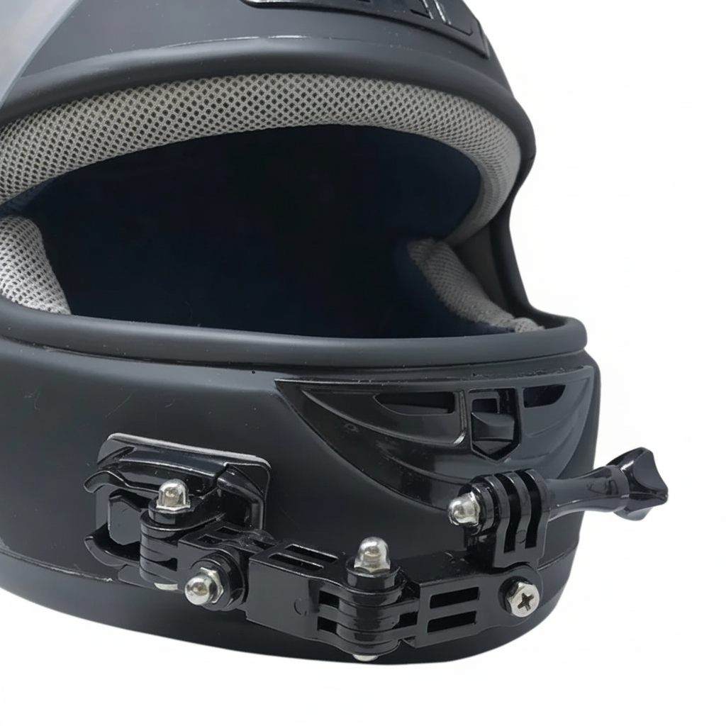 Polished helmet mount detail